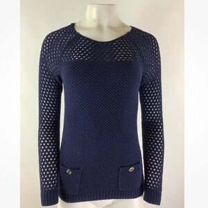 Lilly Pulitzer Sz XS Open Knit Sweater Blue 100% Supima Cotton Pullover Style